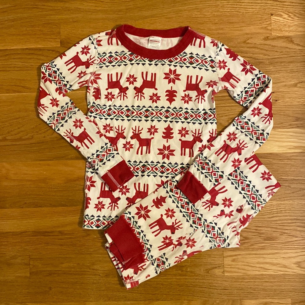 Hanna Anderson Reindeer Kids Pajama Set size 10 (Unisex)
